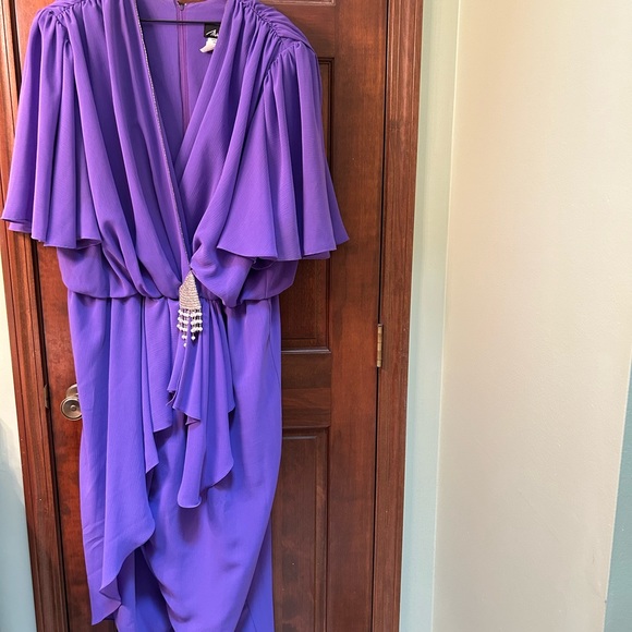 VTG Amazing 80s Lavender Pantsuit with Bling accents. By Nightworks Size 26w. - Picture 5 of 12